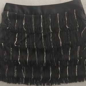 Black and silver mini skirt